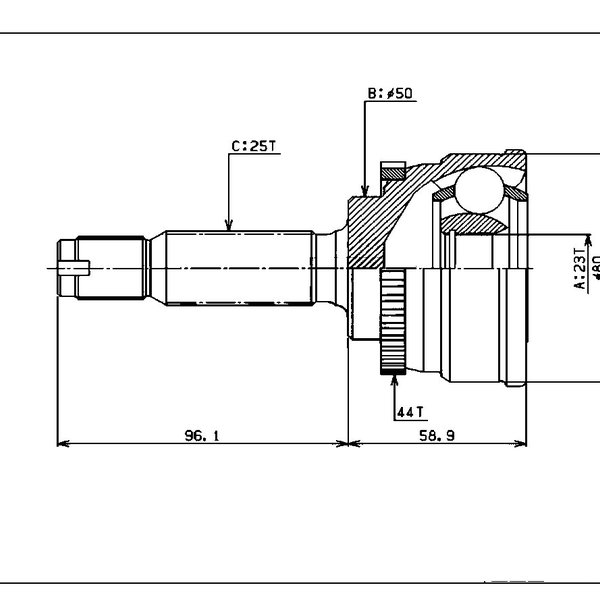 Шрус Hyundai 49500-17250 Matrix 1.8L G4GB C ABS 23x50x25 HDK eco HYE002A (HY-002A44,1210-002A44)