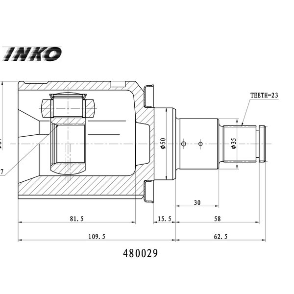 Шрус внутренний Toyota 43040-42020 Inko 480029 (TO-640) левый ACU/MCU25/35 ACA2# RX300-350 27x50x23 