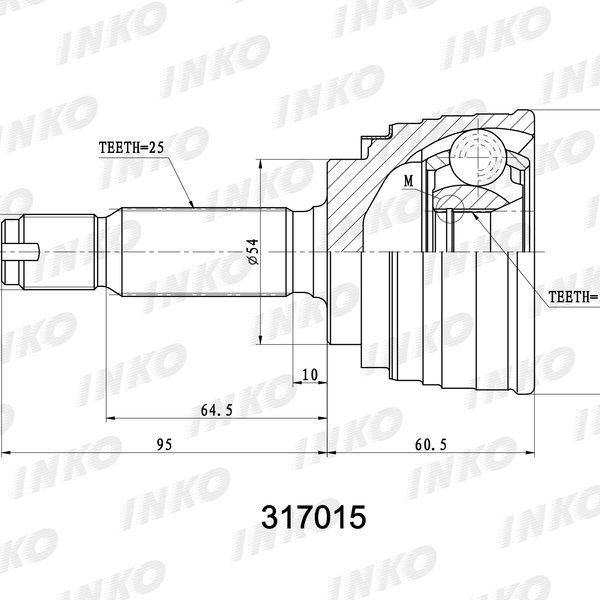 Шрус MMC 4G63/64/92/93 6G72/73 6A10 Inko 317015