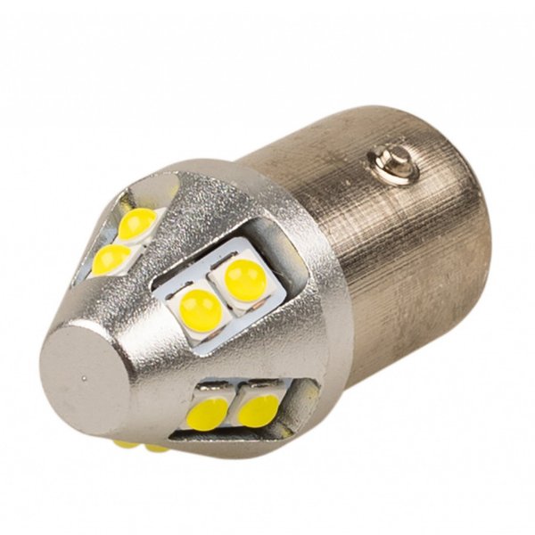 Автолампа диод S25 (P21/5W) 12V 10 SMD диодов BAY15d 2-конт Белая SKYWAY Противотуманные, стопы, зад