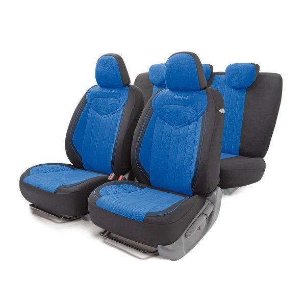 Чехлы автомобильные SIGNATURE велюр 15пред. 4мол. черн/синие AIRBAG SGN-1505