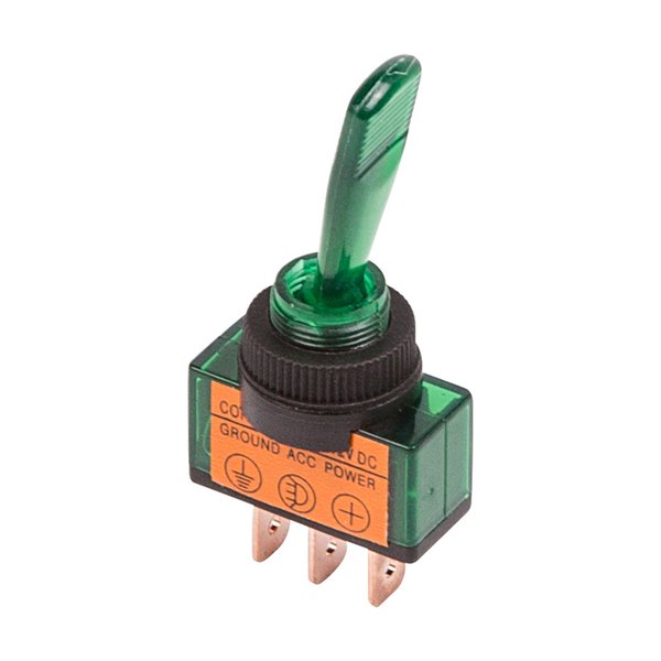Тумблер 12V 20А (Зс) ON-OFF однополюсный с зеленой подсветкой (ASW-13D) REXANT, 36-4373