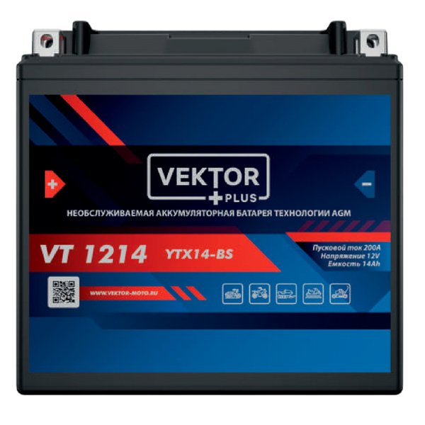 Аккумулятор мото VEKTOR PLUS VT 1214 14 А/ч R