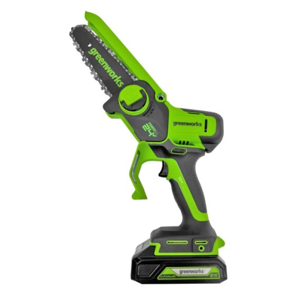 Цепная мини пила аккумуляторная Greenworks GD24CS15, бесщеточная, 24V, 15см без АКБ и ЗУ