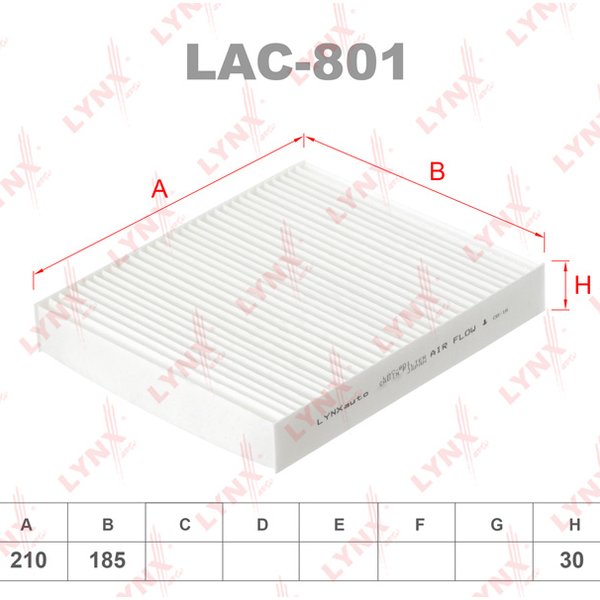 Фильтр салонный Lynx LAC-801 (AC-902E Vic/CU 2145 Mann)